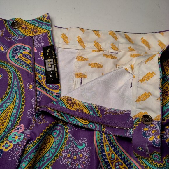 Loudmouth Golf Pants Men 40x32 Purple Pazeltine Paisley Floral Golfing Colorful - Picture 9 of 16